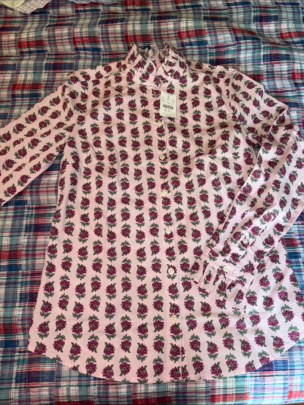 J. Crew Pink Floral-Print Button-Down Shirt